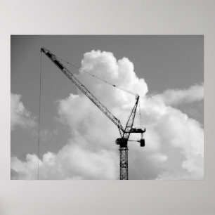Cumulonimbus Crane - Black and White Poster