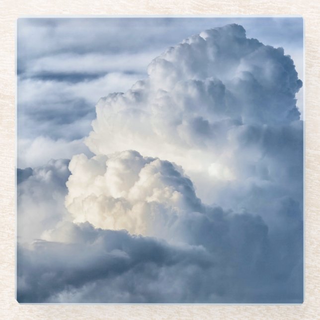 Cumulus Cloud Group Glass Coaster (Front)