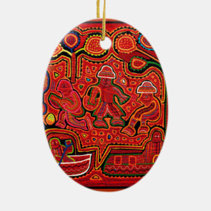 Cuna Indian Men in Cayucos Ceramic Ornament