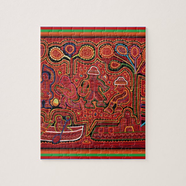 Cuna Indian Men in Cayucos Jigsaw Puzzle (Vertical)