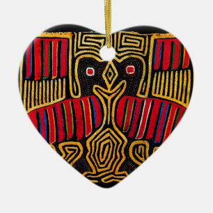 Cuna Indian Mola Duck Design Ceramic Ornament