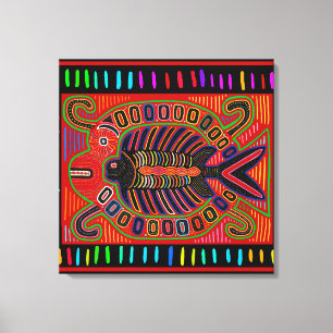 Cuna Indian Mola Flying Fish Canvas Print