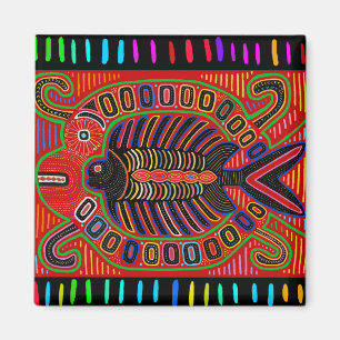 Cuna Indian Mola Flying Fish Magnet