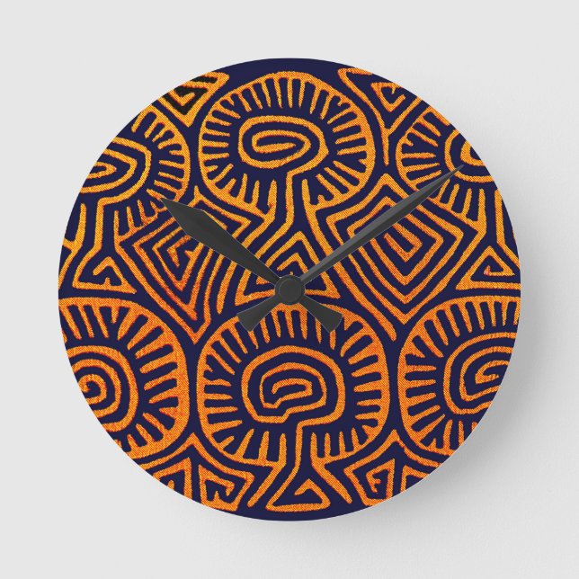 Cuna Indian Mushroom Demons Round Clock (Front)
