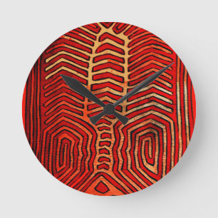 Cuna Indian Tribal Lobster Skeleton Round Clock