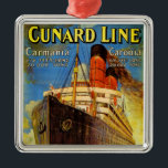 Cunard Line ~ Carmania and Caronia Metal Ornament<br><div class="desc">Detail image of a vintage Early Twentieth century travel poster for Cunard Line's 1905 liner duo which sailed the Liverpool to New York and Boston route in the 1920's.</div>