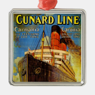 Cunard Line ~ Carmania and Caronia Metal Ornament