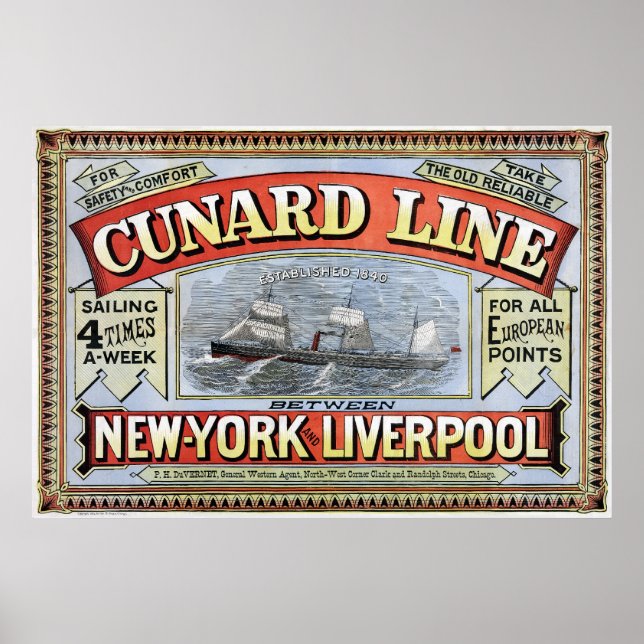 Cunard Line New York Liverpool Poster (Front)