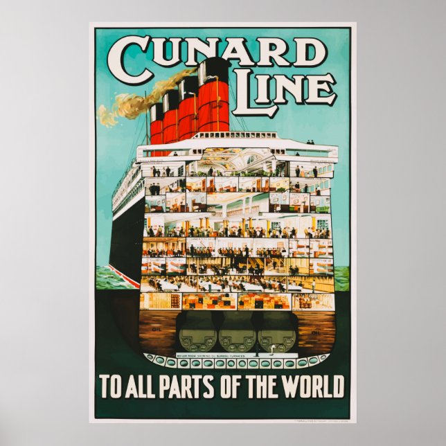 Cunard Line To All Parts of the World Travel Poste Poster (Front)
