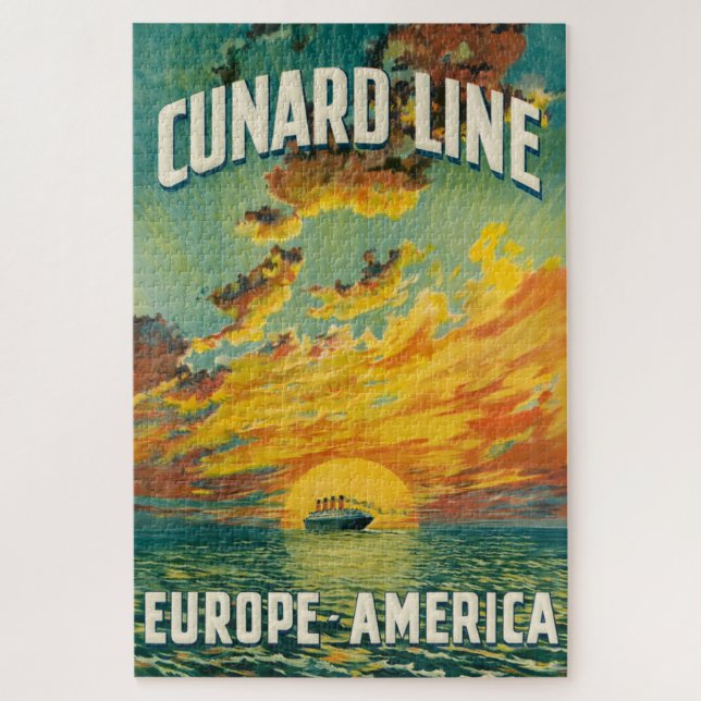 CUNARD OCEAN LINER EUROPE AMERICA POSTCARD JIGSAW PUZZLE (Vertical)