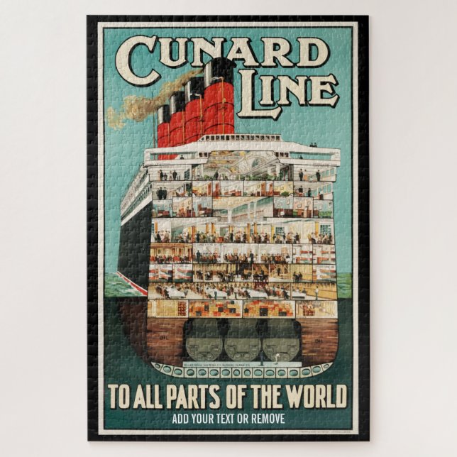 Cunard ocean liner luxury steamship retro poster, jigsaw puzzle (Vertical)