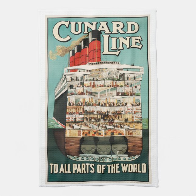Cunard ocean liner steamship luxury ship poster, kitchen towel (Vertical)