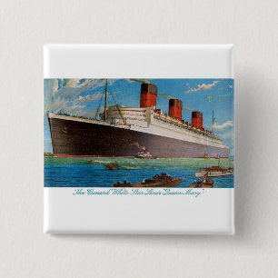 Cunard White Star Line's Queen Mary 2 Inch Square Button