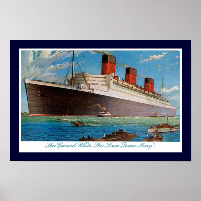Cunard White Star Line's Queen Mary Poster (Front)