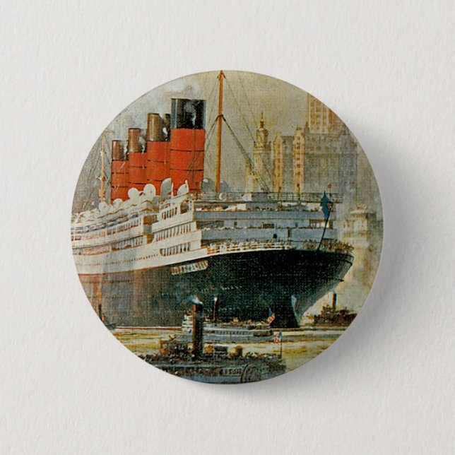 Cunarder at New York 2 Inch Round Button (Front)