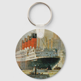 Cunarder at New York Keychain