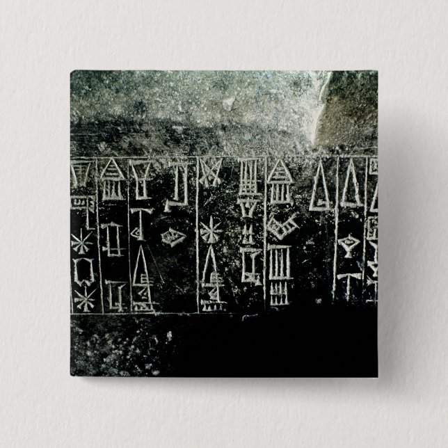 Cuneiform script 2 inch square button (Front)