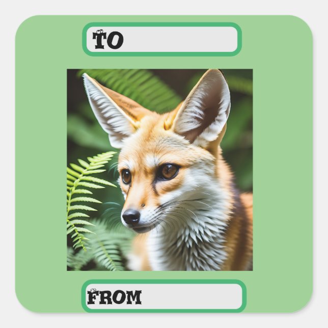 Cunning Fennec Fox, Square Sticker (Front)