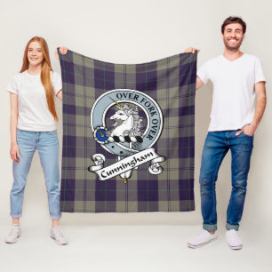 Cunningham Dress Blue Dancers Clan Badge Tartan Pl Fleece Blanket