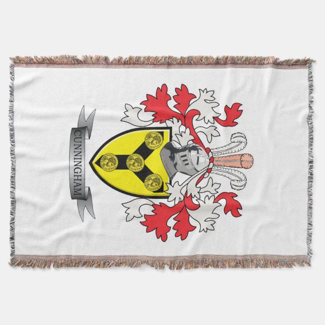 Cunningham Family Crest Coat of Arms Throw Blanket (Front)