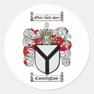 CUNNINGHAM FAMILY CREST -  CUNNINGHAM COAT OF ARMS CLASSIC ROUND STICKER