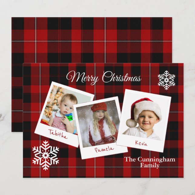 Cunningham Plaid Christmas Multi Photo Card (Front/Back)