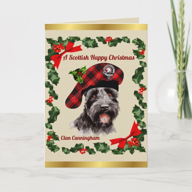 Cunningham Scottie Dog Personalized Xmas Card (Front)