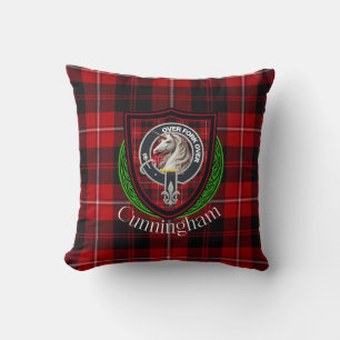 Cunningham Scottish Clan Tartan & Crest Throw Pillow