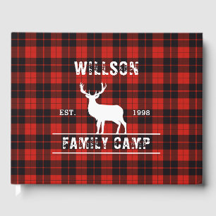 Cunningham Scottish plaid tartan black red Guest Book