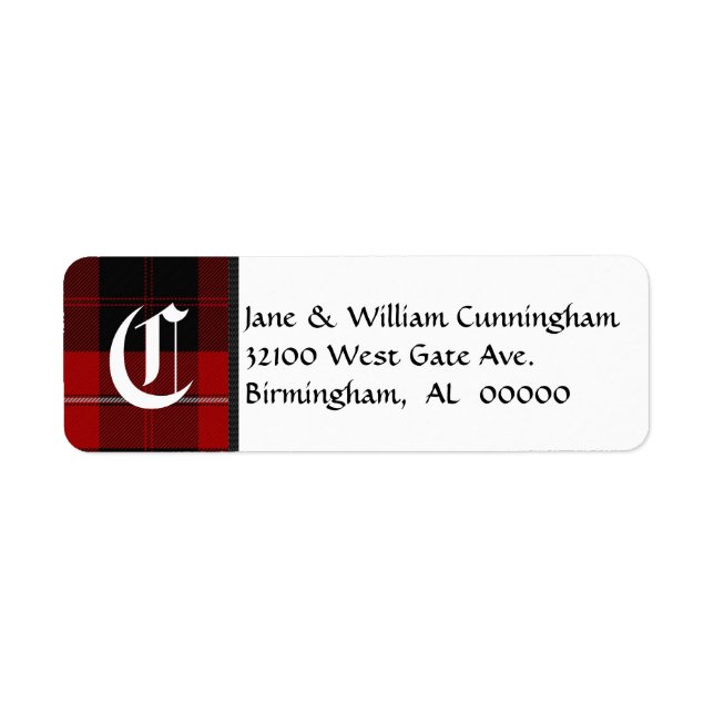 Cunningham Tartan Plaid Monogram Address Labels (Front)