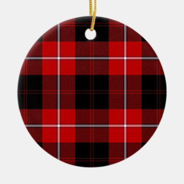Cunningham Tartan Red Black Plaid Ceramic Ornament (Front)