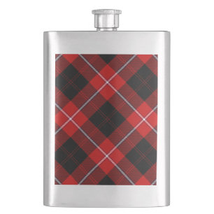 Cunningham Tartan Red Black Plaid Hip Flask