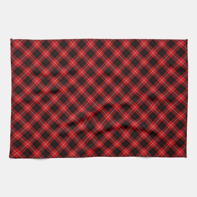 Cunningham Tartan Red Black Plaid Kitchen Towel (Horizontal)