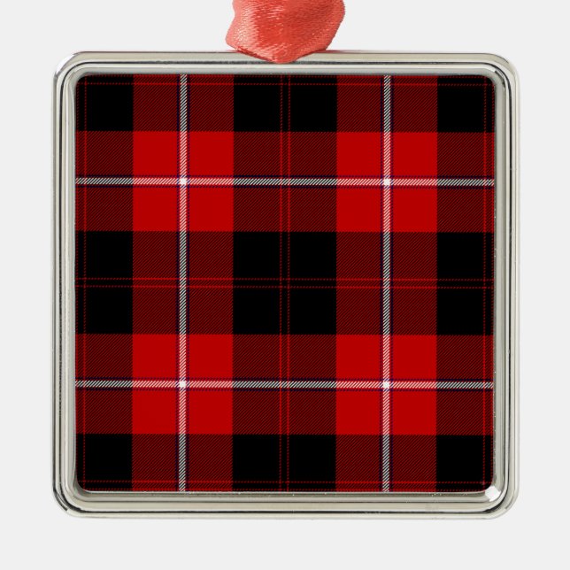 Cunningham Tartan Red Black Plaid Metal Ornament (Front)