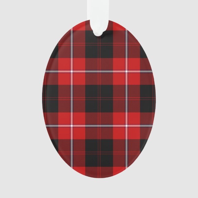Cunningham Tartan Red Black Plaid Ornament (Front)