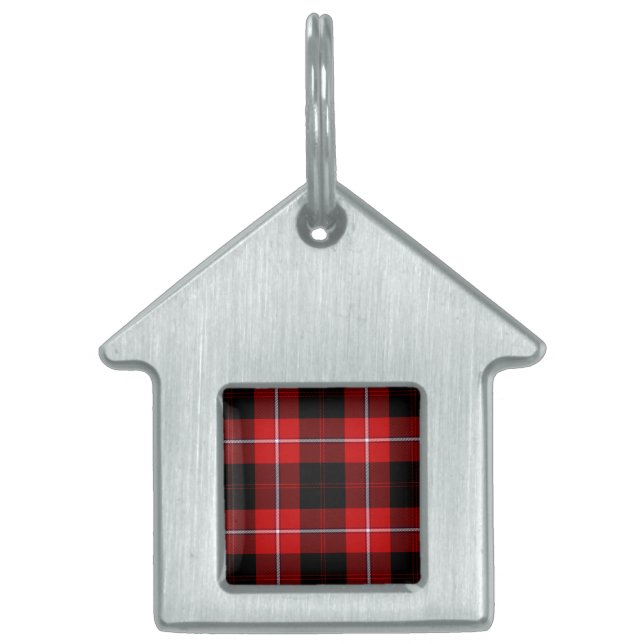 Cunningham Tartan Red Black Plaid Pet Tag (Front)