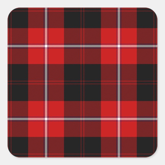 Cunningham Tartan Red Black Plaid Square Sticker (Front)