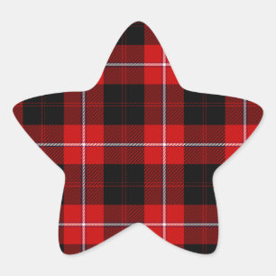 Cunningham Tartan Red Black Plaid Star Sticker