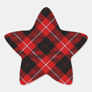 Cunningham Tartan Red Black Plaid Star Sticker