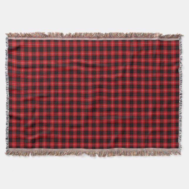 Cunningham Tartan Red Black Plaid Throw Blanket (Front)