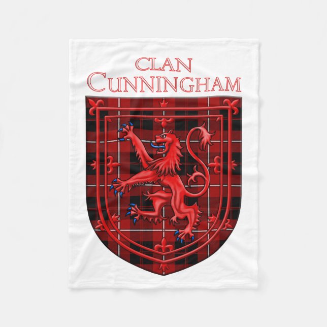 Cunningham Tartan Scottish Plaid Lion Rampant Fleece Blanket (Front)