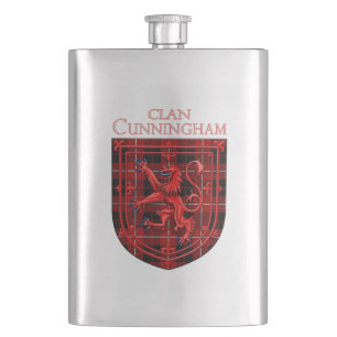 Cunningham Tartan Scottish Plaid Lion Rampant Hip Flask