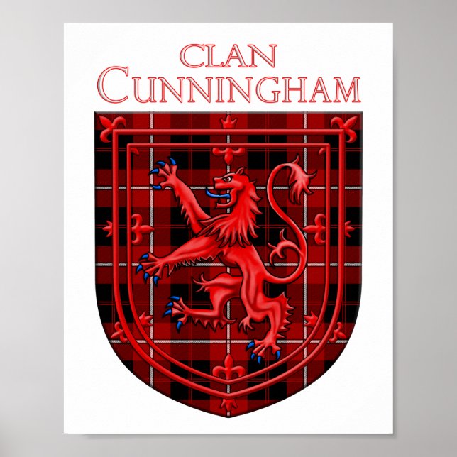 Cunningham Tartan Scottish Plaid Lion Rampant Poster (Front)