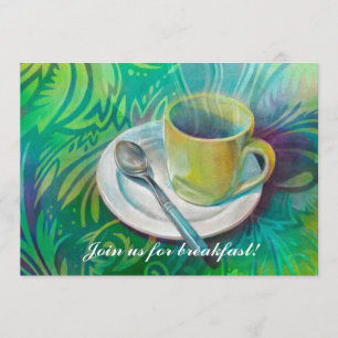 Cup and Spoon Against a Cool Analogous Background Invitation