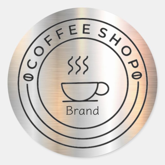 Cup Cafe Business Coffee Shop  Classic Round Sticker (Front)