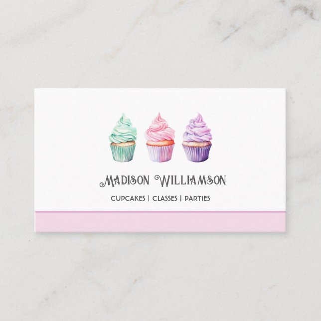 Cup Cake Bakery | Baker Chef Catering OR Code  Business Card (Front)