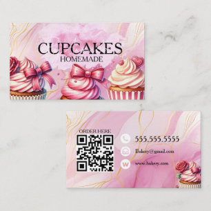 Cup cakes Baker Bakery Treats Pink Business Card