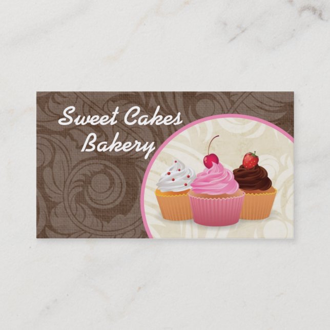 Cup Cakes Bakery Sweet Traitements Carte de visite (Devant)