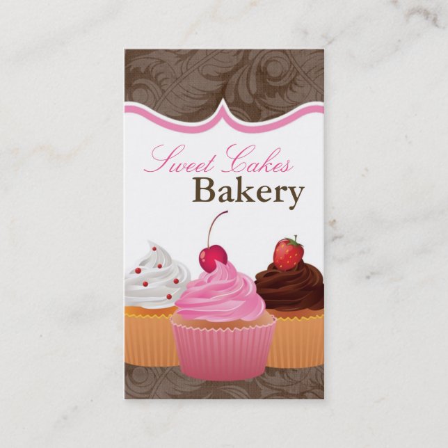 Cup Cakes Bakery Sweet Treats Business Card (Front)