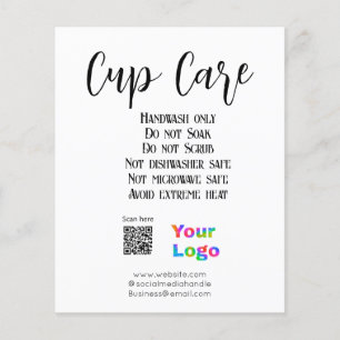 Cup care instructions add business name logo detai flyer